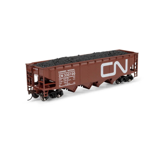 HO ATH 40' 4-Bay Offset Hopper with Load CN #330100 Plastic Model (ATH-1575)