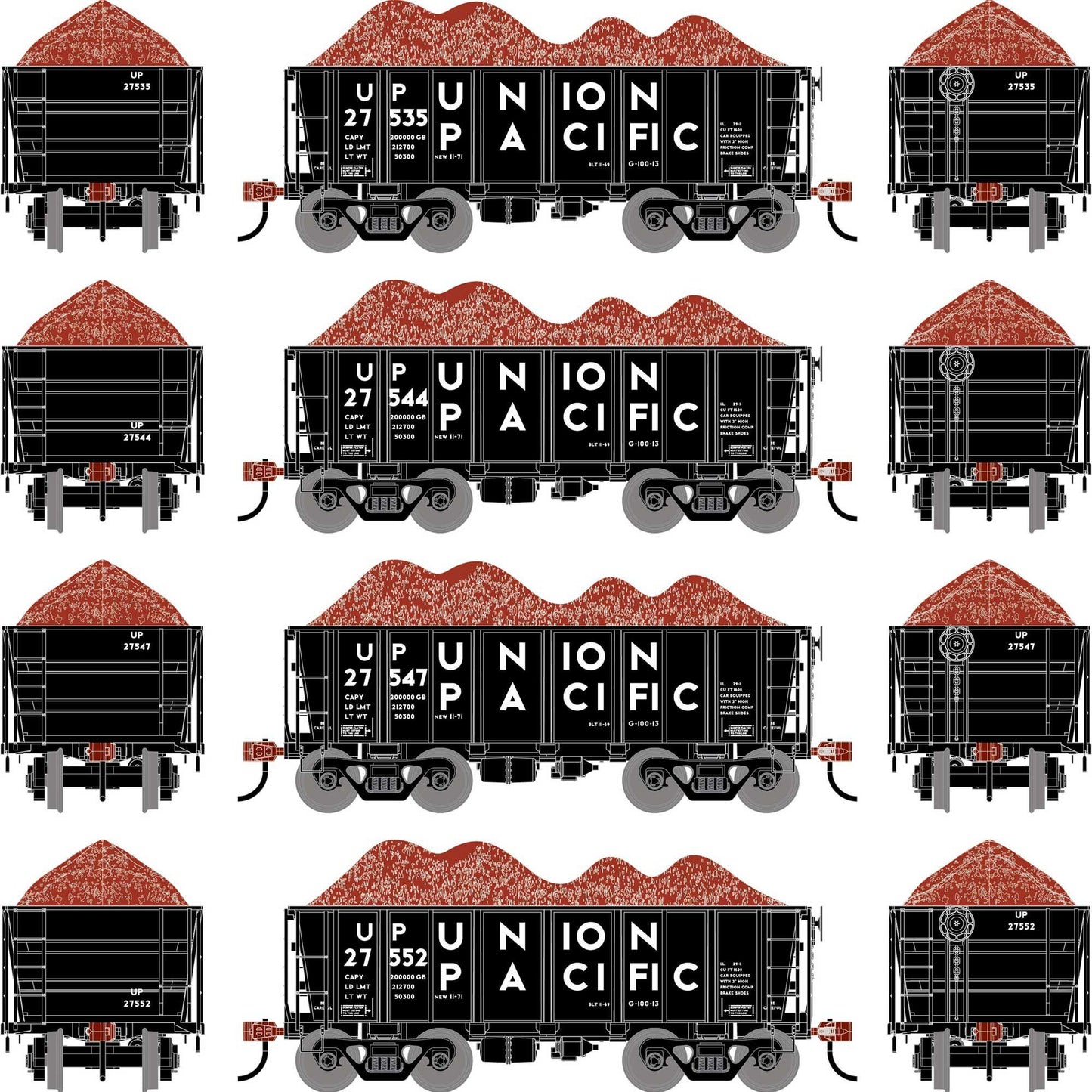 HO 26' PC&F Ore Car Tight-Bottom Low Side with Load (ATH-1700)