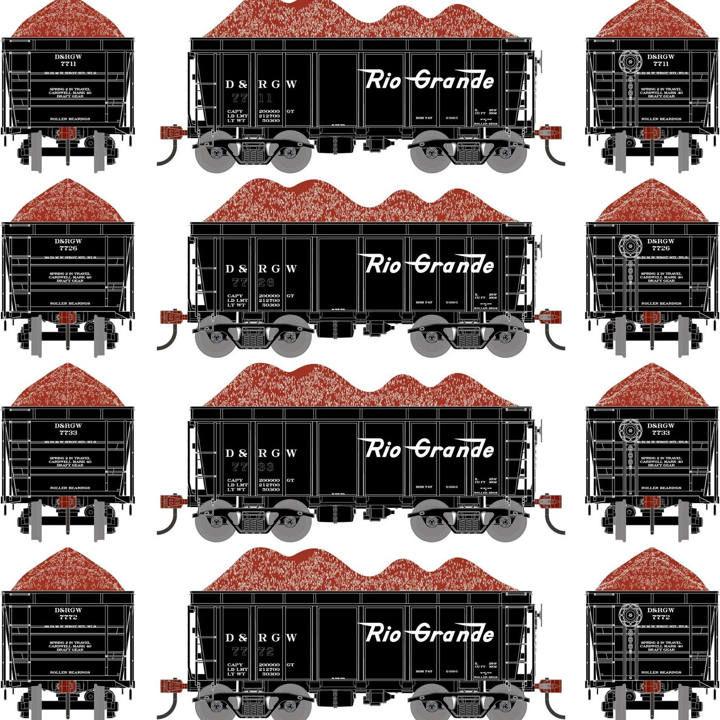HO 26' PC&F Ore Car Tight-Bottom High Side with Load (DRGW Legendary Liveries #7711/7726/7731/7772) (ATH-1715)