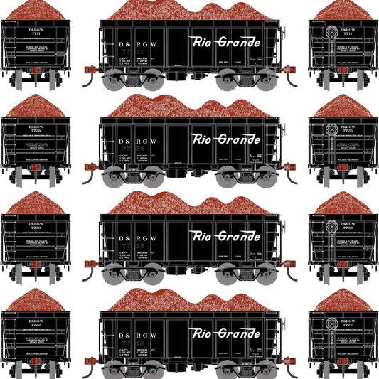 HO 26' PC&F Ore Car Tight-Bottom High Side with Load (DRGW Legendary Liveries #7711/7726/7731/7772) (ATH-1715)