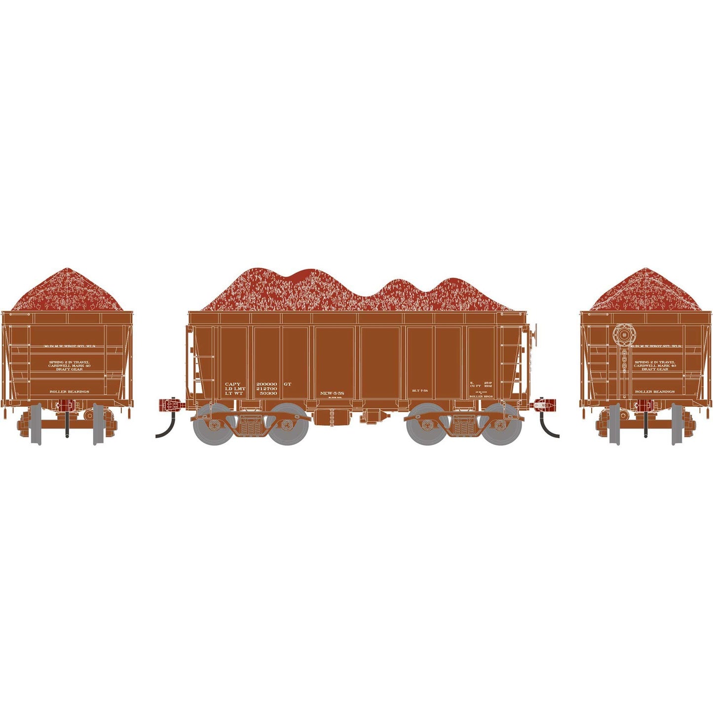HO 26' PC&F Ore Car Tight-Bottom High Side with Load (ATH-1716)