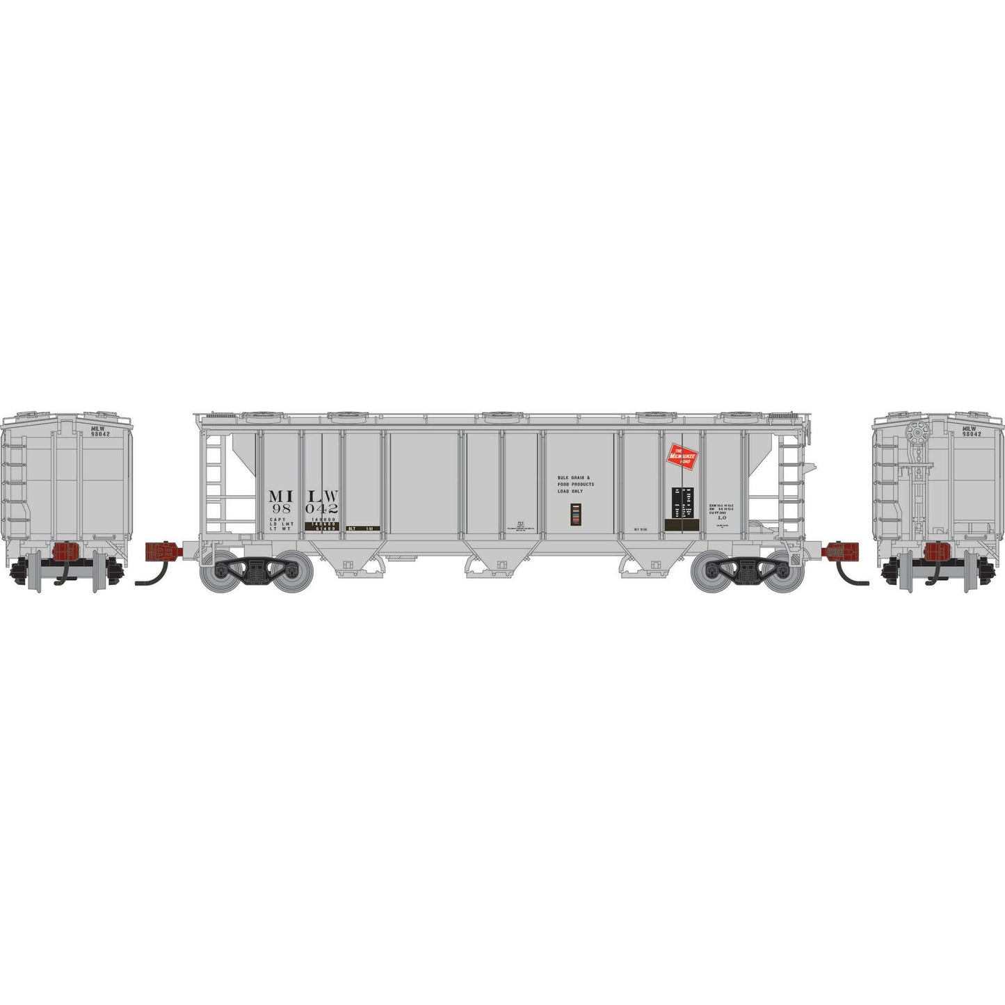 N PS-2 2893 3-Bay Covered Hopper, MILW Primed For Grime (ATH-1724)