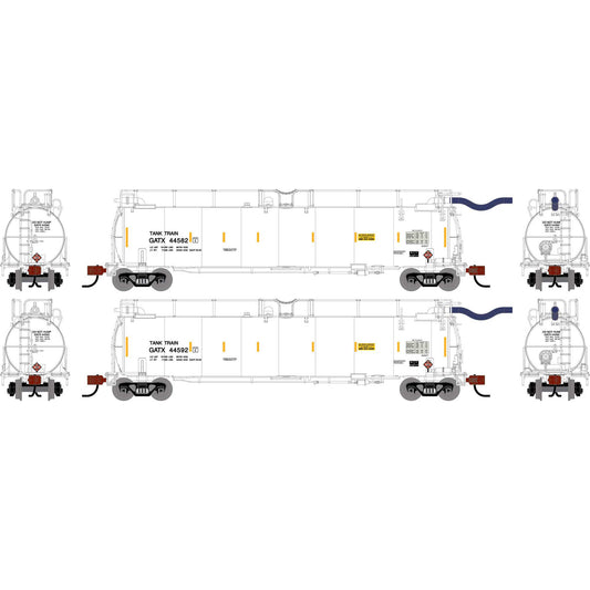 N TankTrain Intermediate GATX White #44582/44592 (ATH-1796)