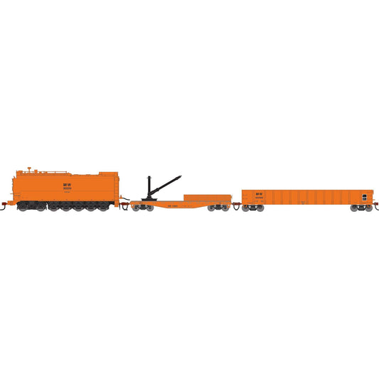 HO MOW Set with Fuel Oil Tank Car, Derrick Car, and Mill Gondola (ATH-1821)