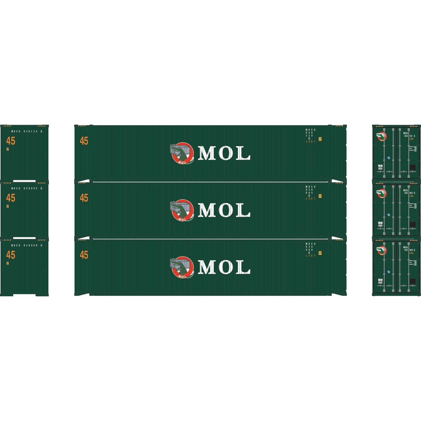 HO 45' Containers MOEU #030080 #030095 #030124 (ATH-1829)