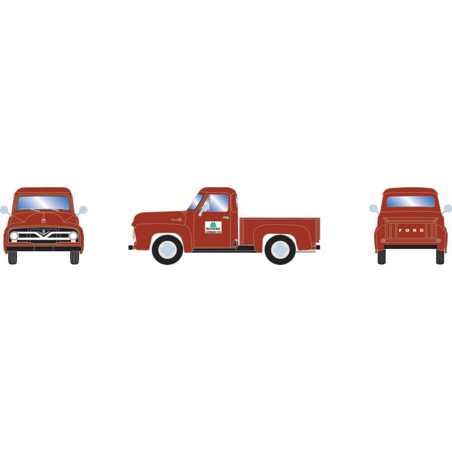 HO 1955 Ford F-100 Pickup Truck Mountain Lumber (ATH-1881)