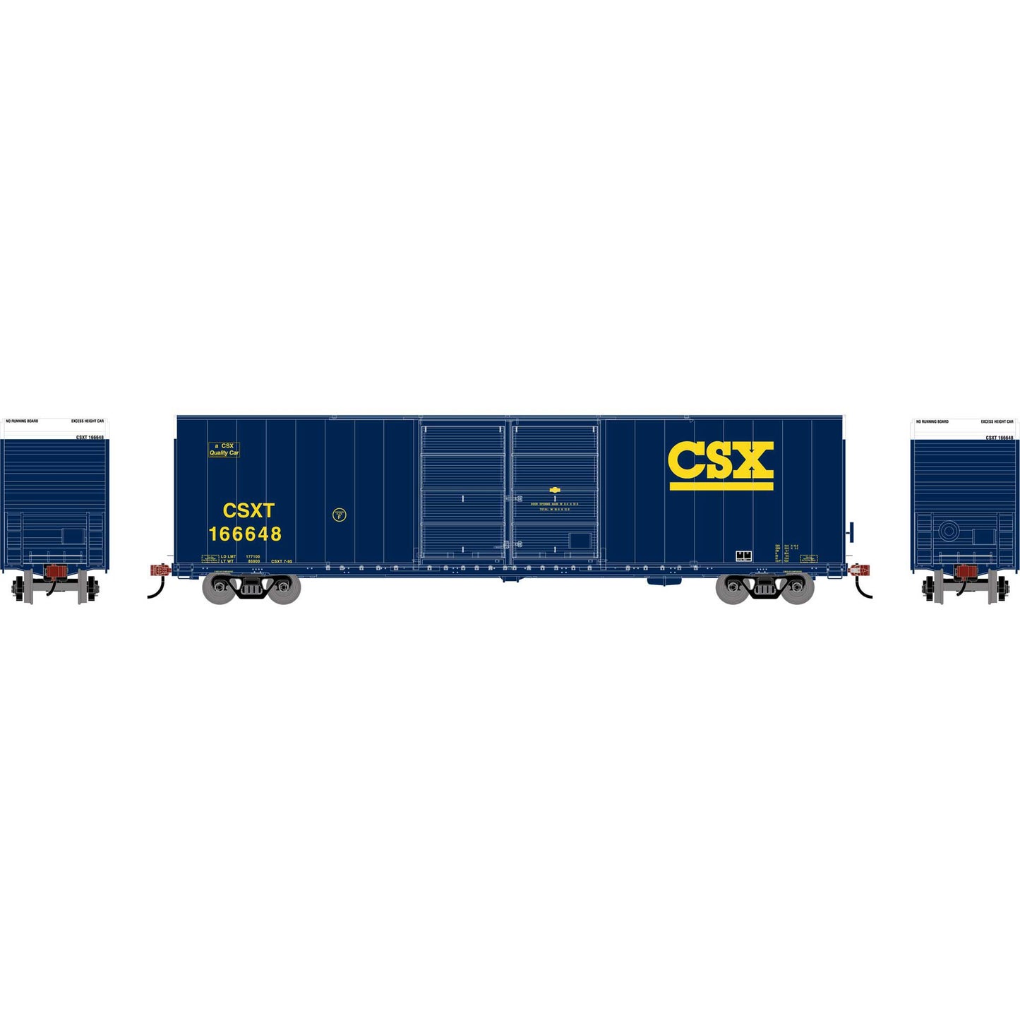 HO 60' FMC Smooth Side Double Door Box Car CSXT #166648 (ATH-1969)