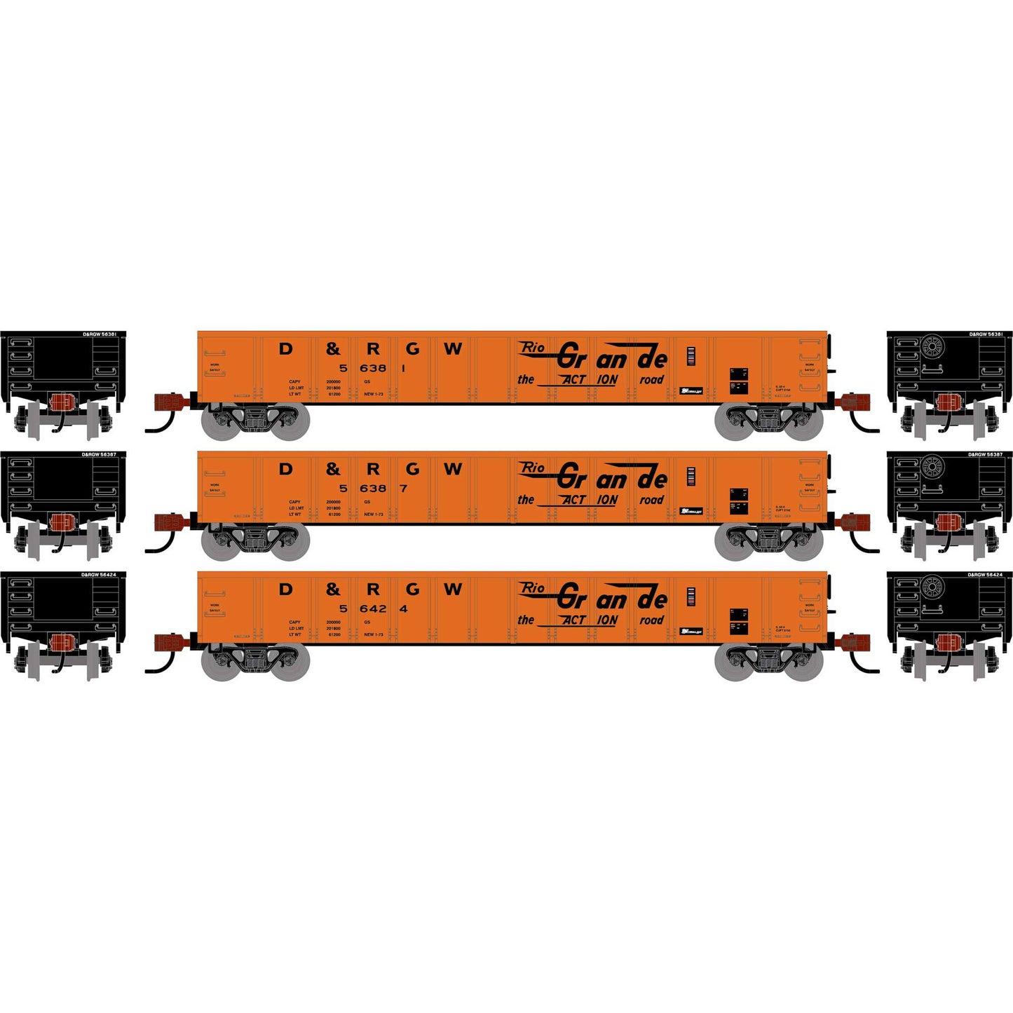 N 52' Mill Gondola DRGW #56381/56387/56424 Model (ATH-2019)