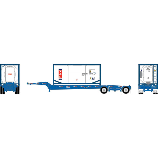 HO Drop-Frame Spread-Axle Chassis with Container (ATH-2114)