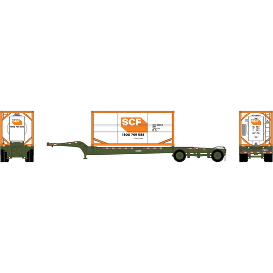 HO Drop-Frame Spread-Axle Chassis with Container (ATH-2115)