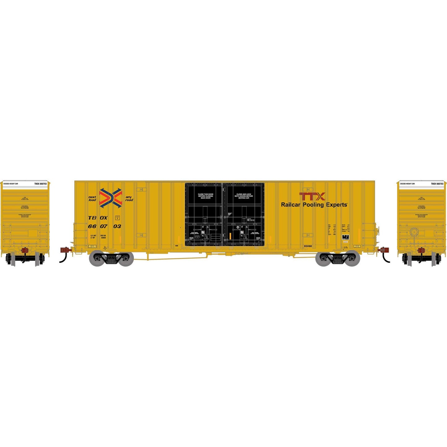 HO 60' Gunderson High Cube Double Door Box Car (ATH-2271)