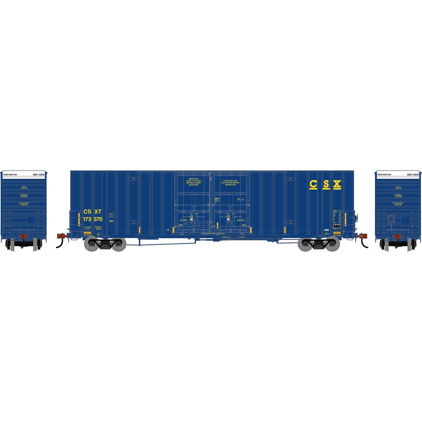 HO Athearn 60' Gunderson High Cube Double Door Box Car CSXT #173570 (ATH-2276)