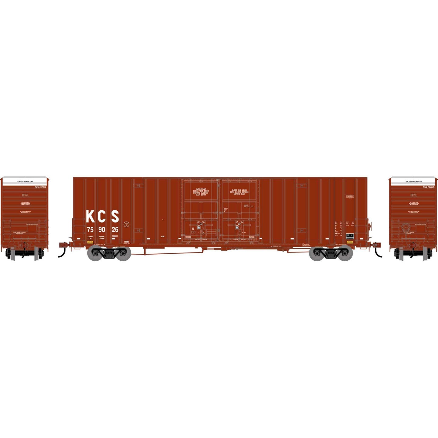 HO Athearn 60' Gunderson High Cube Double Door Box Car KCS (ATH-2278)