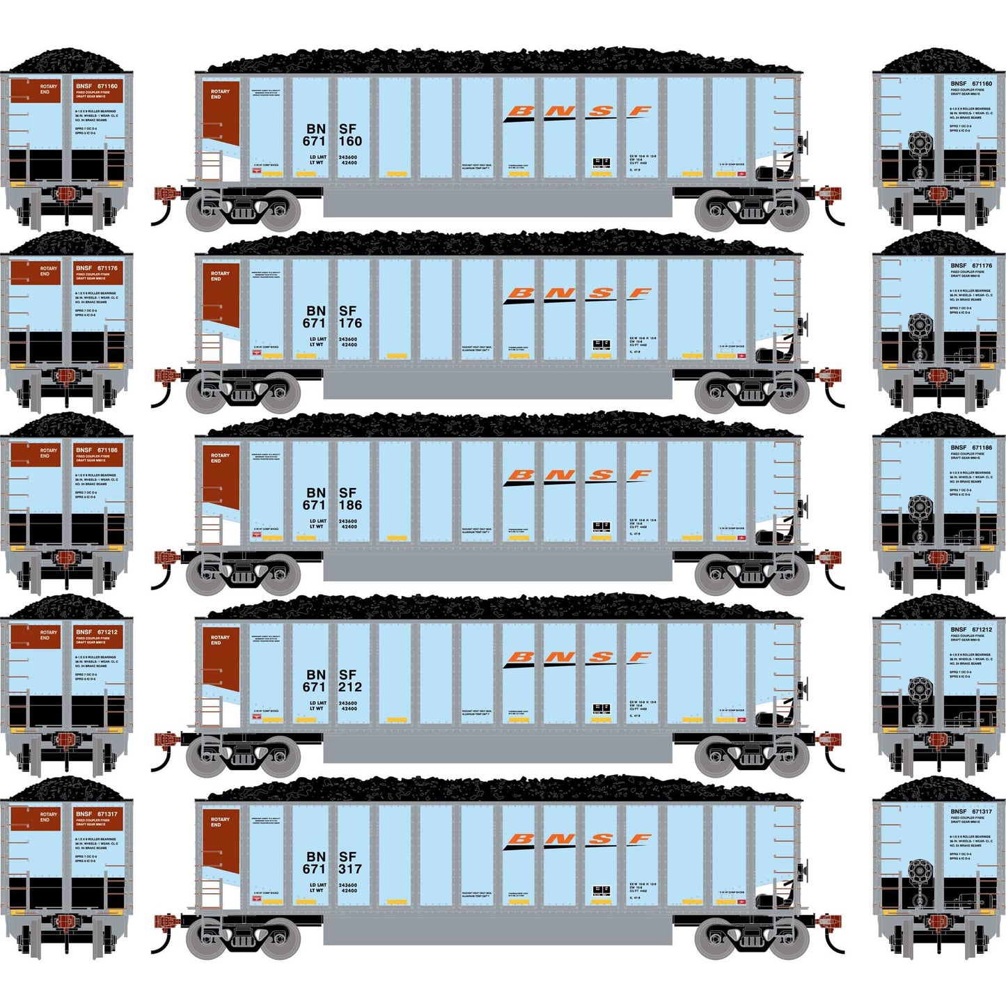 N ATH Bethgon Coalporter with Coal Load BNSF (671160/671176/671186/671212/671317) (ATH-2306)