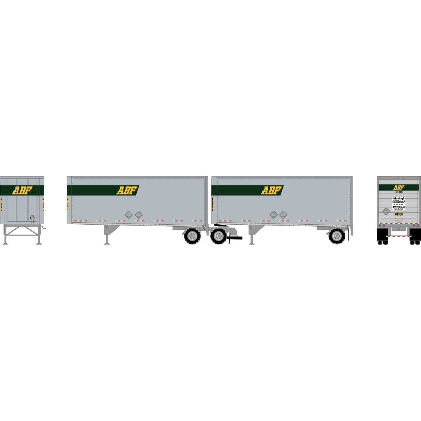 HO ATH 28' Wedge Trailers with Dolly for Model Trains (ATH-2452)