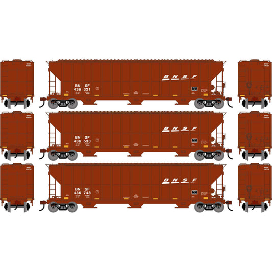 HO ATH FMC 4700 Covered Hopper BNSF #436321/436533/436748 (3) (ATH-2484)
