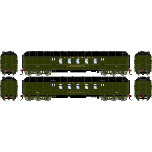 HO Ath 60' Pullman Common Standard Postal Car, UP #1252/1254 (2) (ATH-2580)