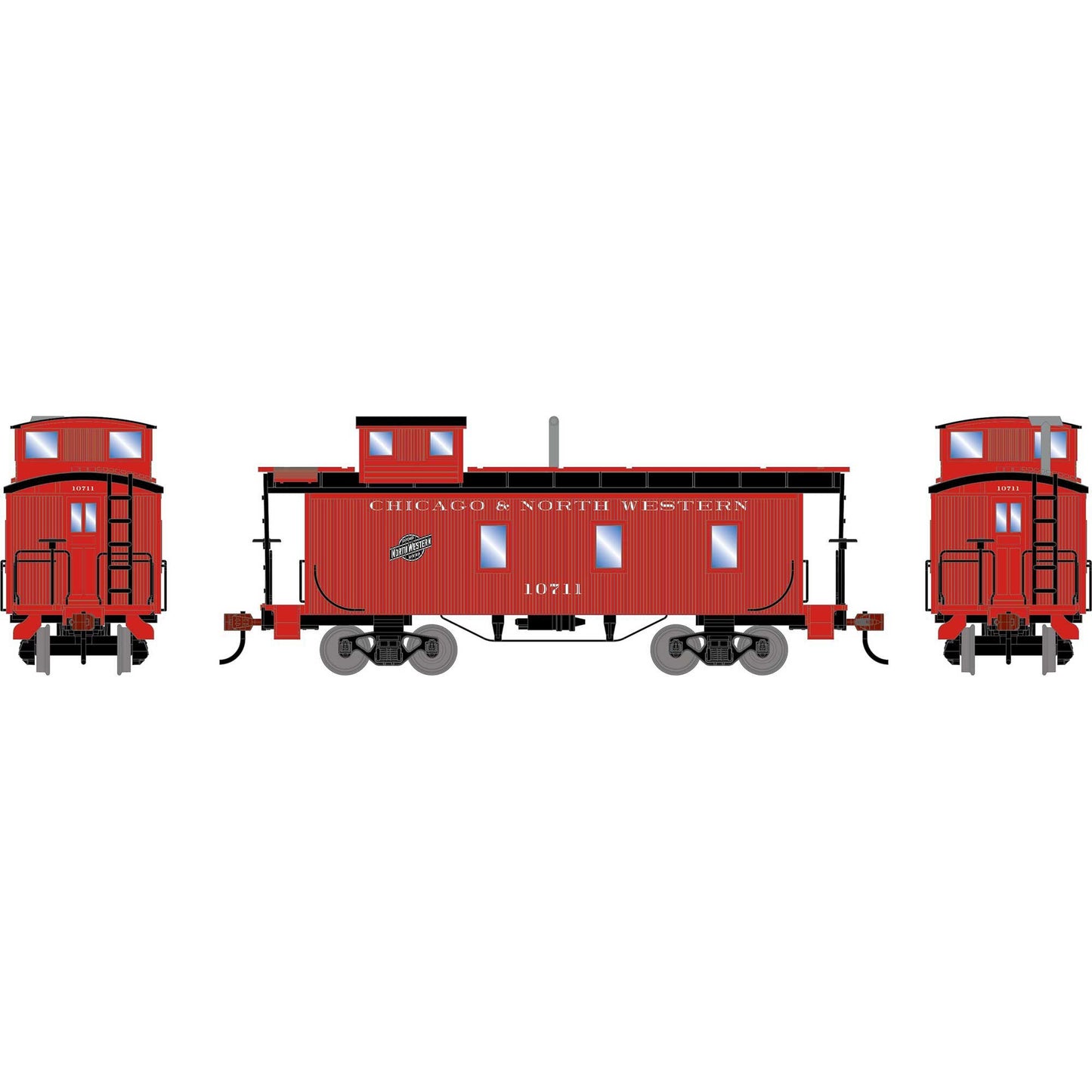 HO ATH 3-Window Wood Caboose CNW #10711 (ATH-2594)