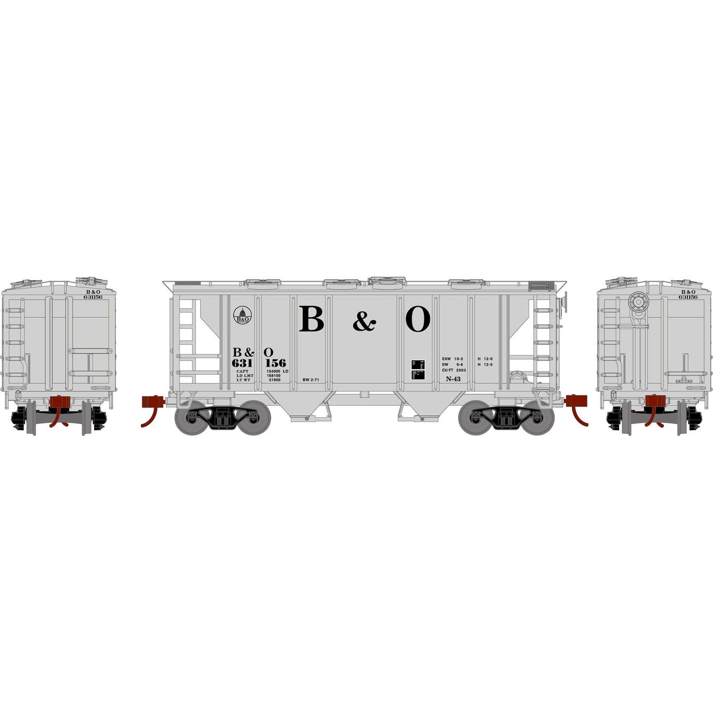 HO PS-2 2003 2-Bay Hopper B&O #631156 (ATH15413)