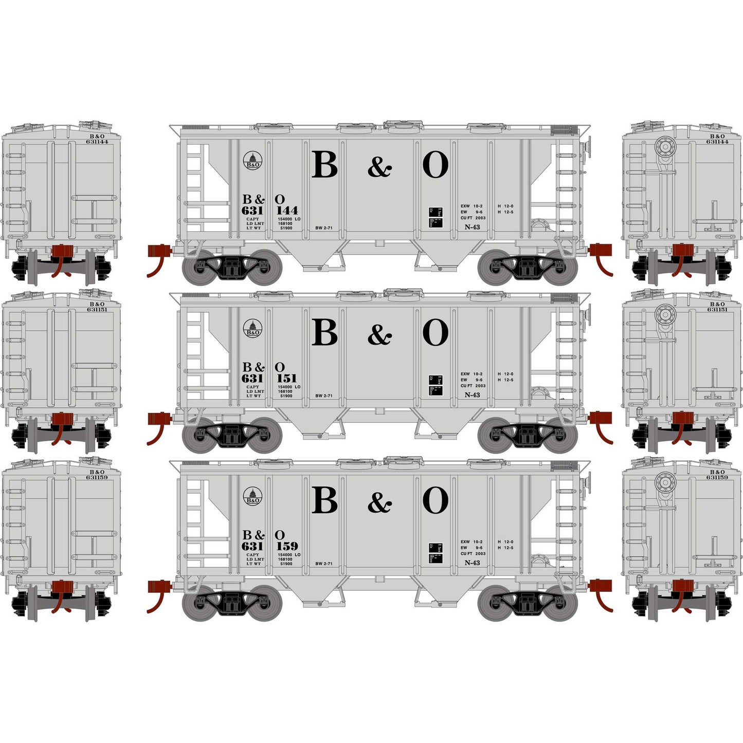 HO PS-2 2003 2-Bay Hopper for B&O (ATH15414)