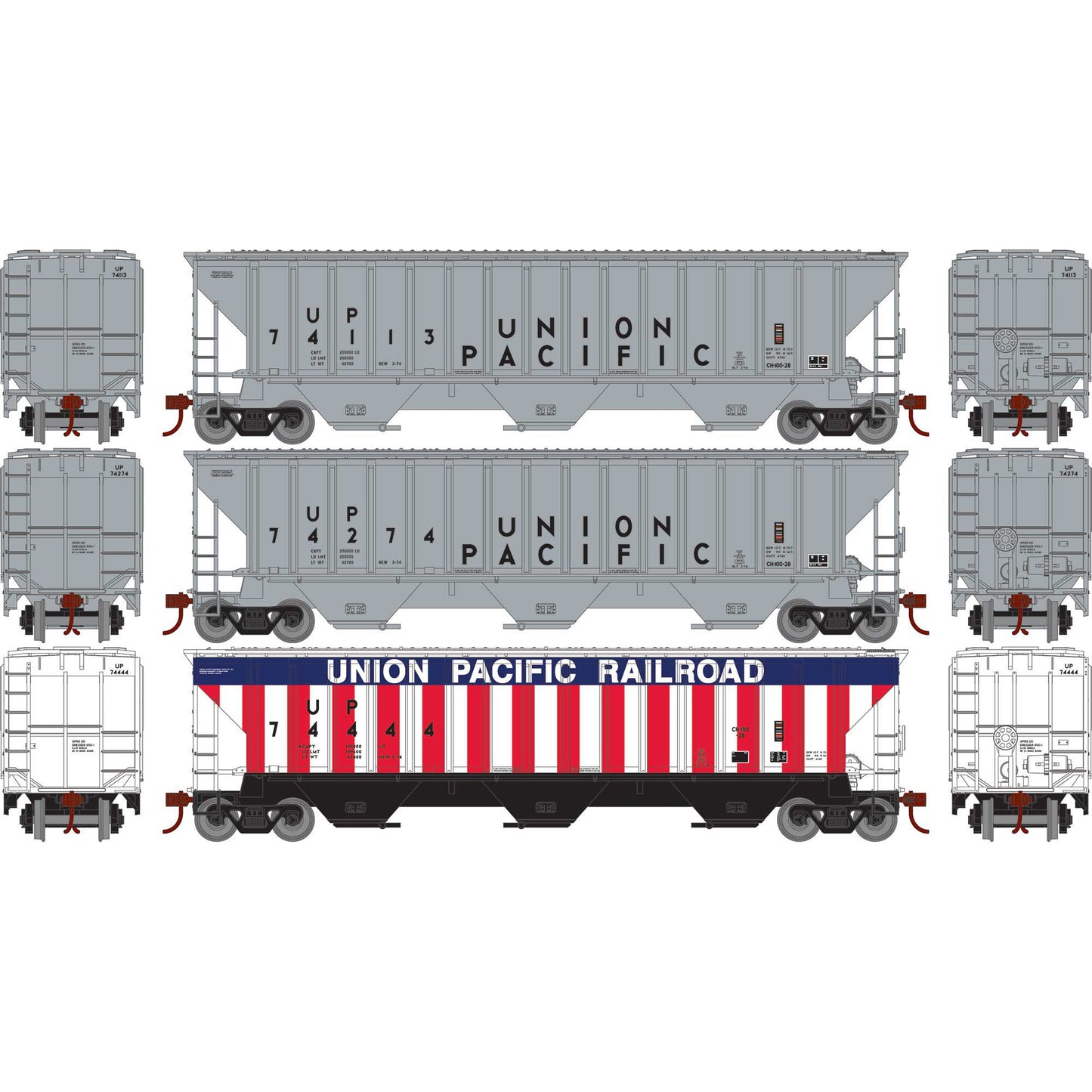 HO PS4740 Covered Hopper UP #74113/74274/74444 (ATH22263)