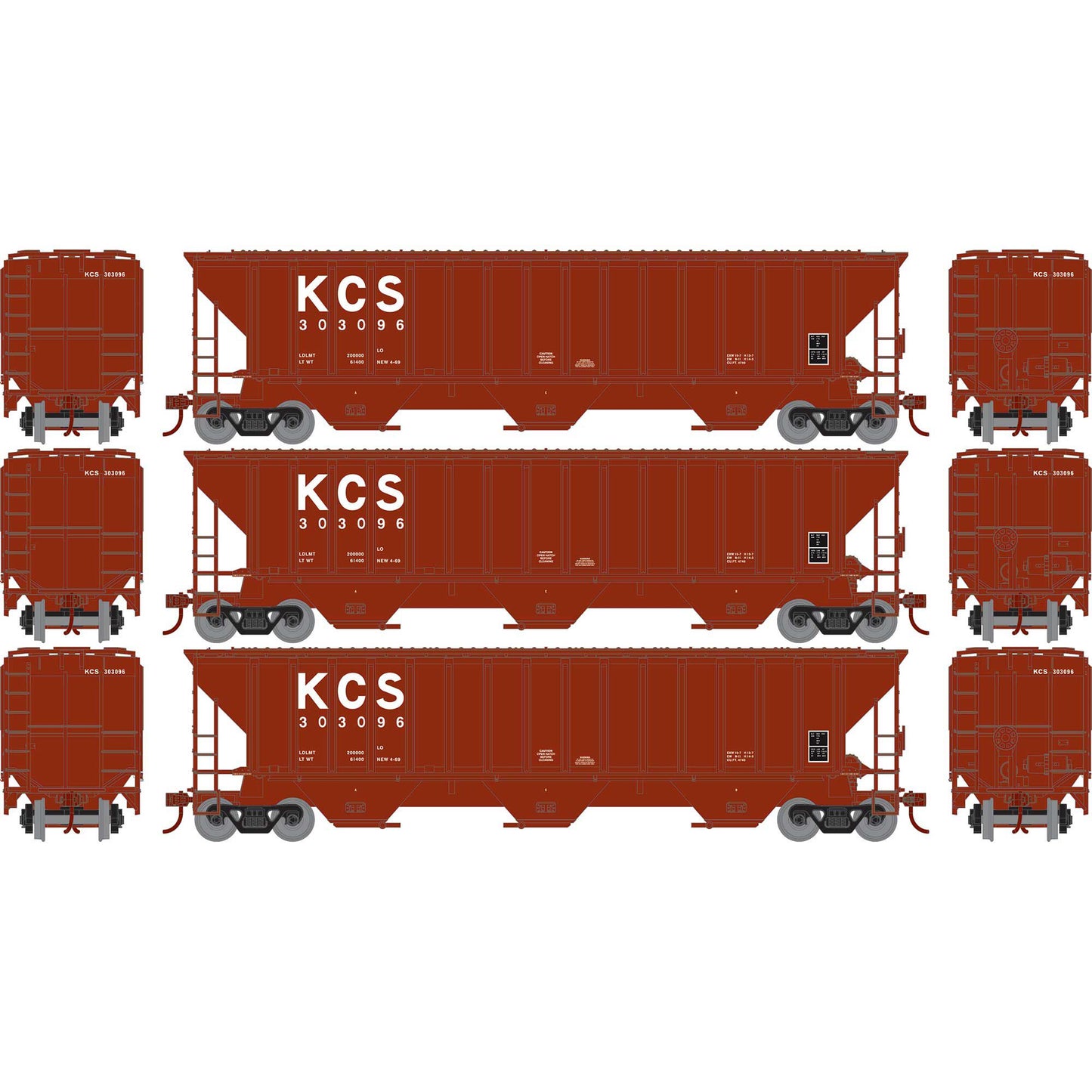 HO PS4740 Covered Hopper KCS #303096/303107/303124 (ATH22266)