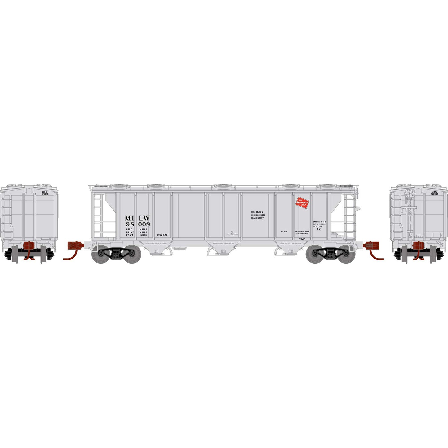 N PS-2 2893 3-Bay Covered Hopper MILW #98008 (ATH28355)