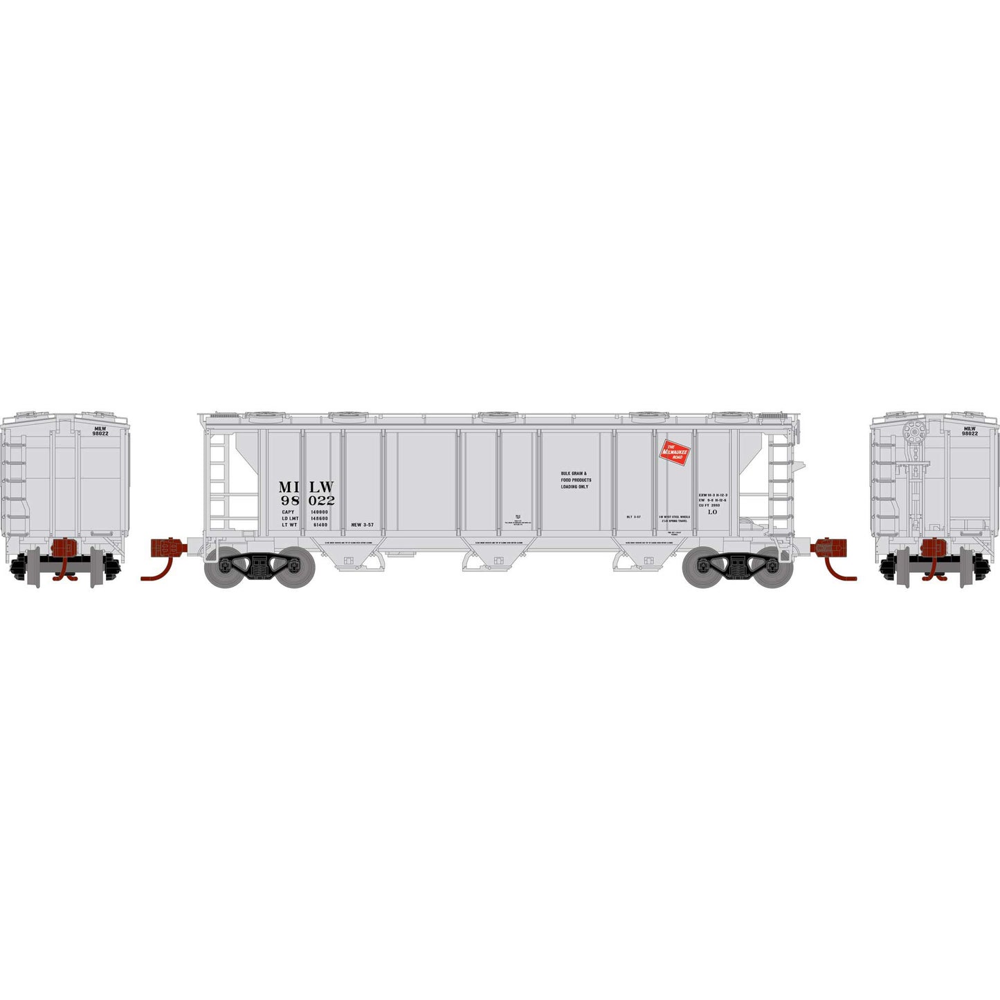 N PS-2 2893 3-Bay Covered Hopper MILW #98022 (ATH28356)