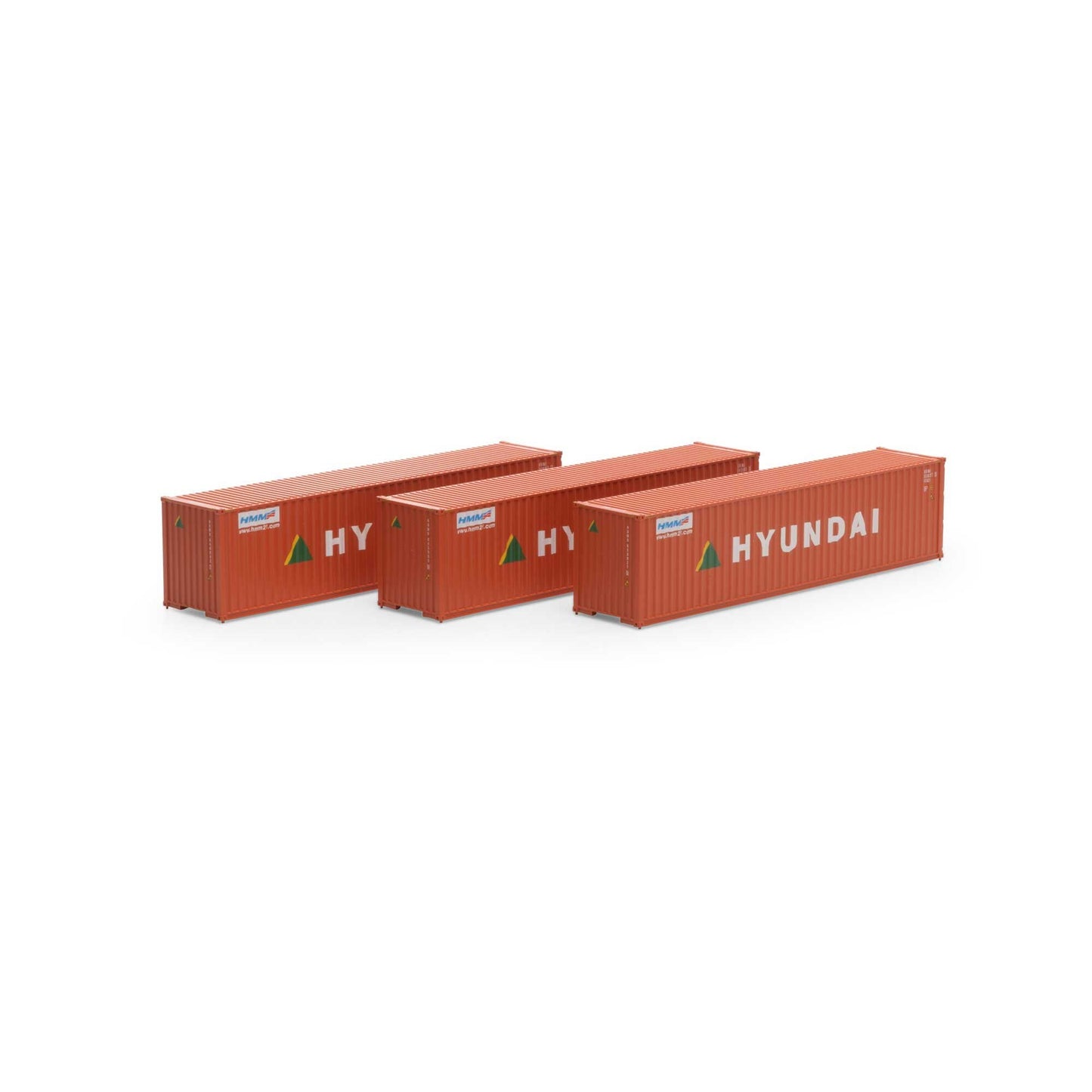 HO RTR 40' Corrugated Container (Hyundai) - Set of 3 (ATH28387)