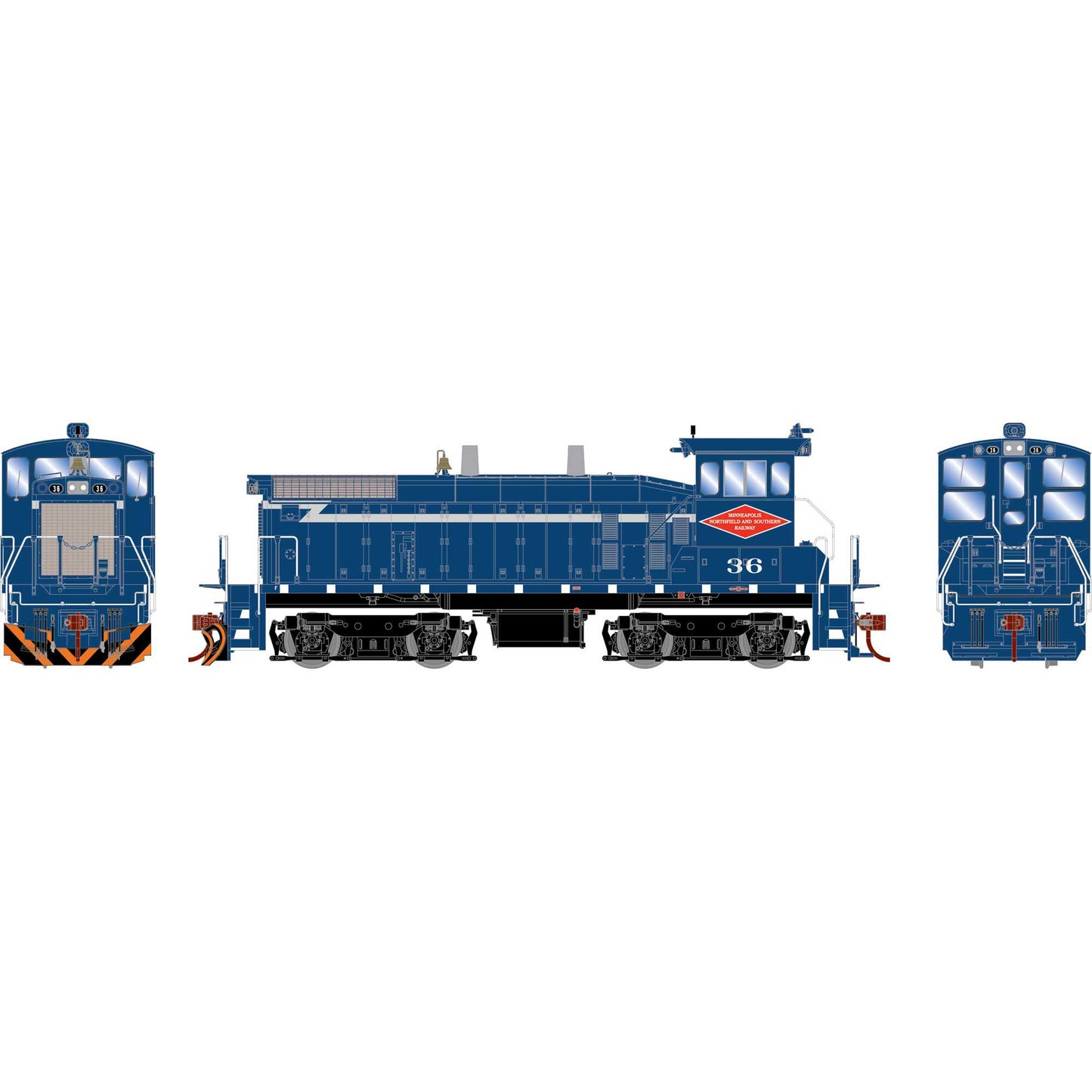 HO SW1500 Locomotive Minneapolis Northfield & Southern #36 Plastic Model (ATH29675)