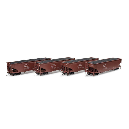 HO 40' Offset Coal Hopper with Load ATSF #1 (4) (ATH33078)