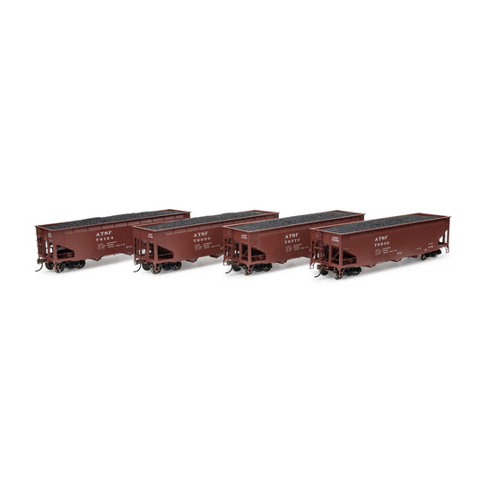 HO 40' Offset Coal Hopper with Load ATSF #2 (4) (ATH33079)