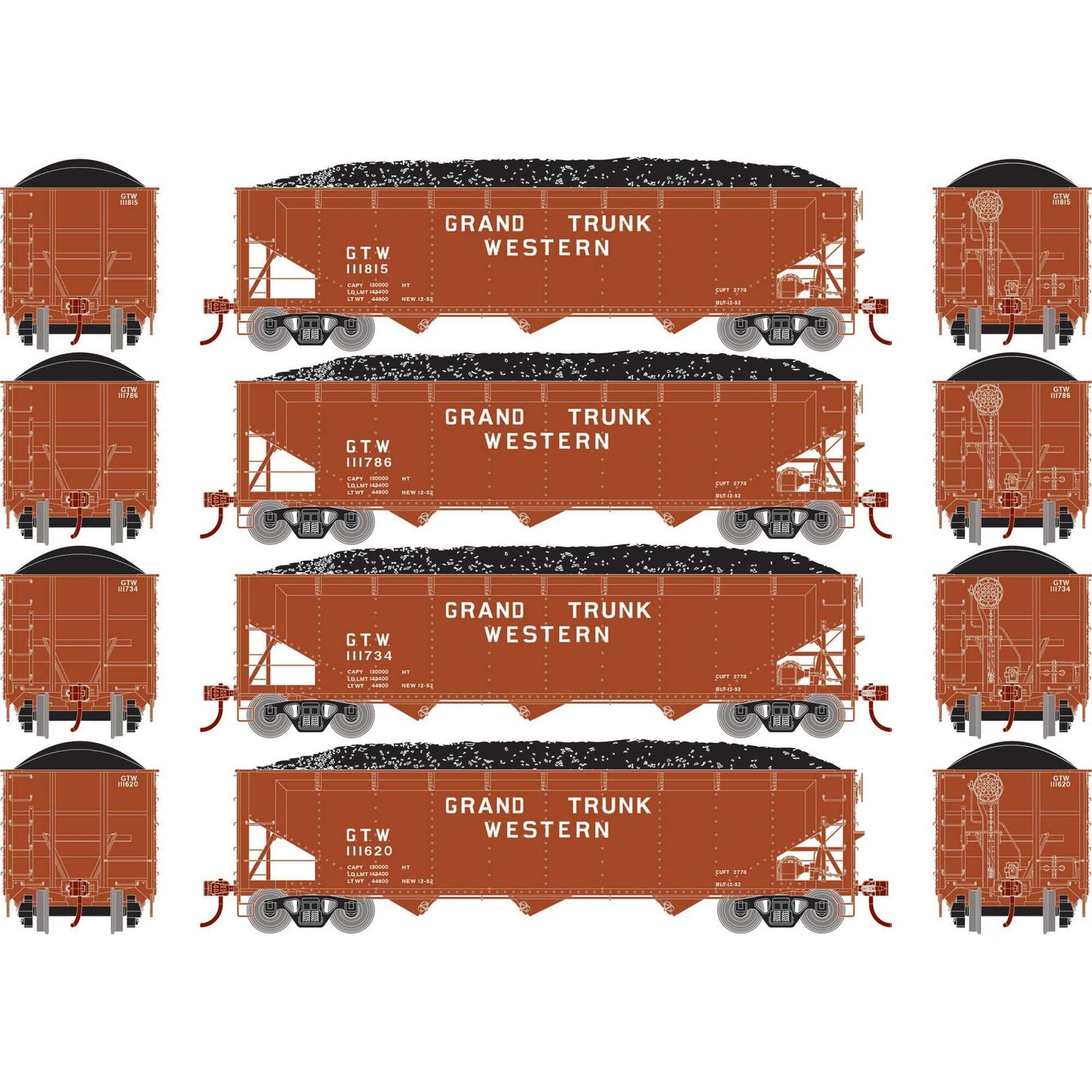 HO 40' Offset Coal Hopper with Load, GTW #1 (ATH33087)