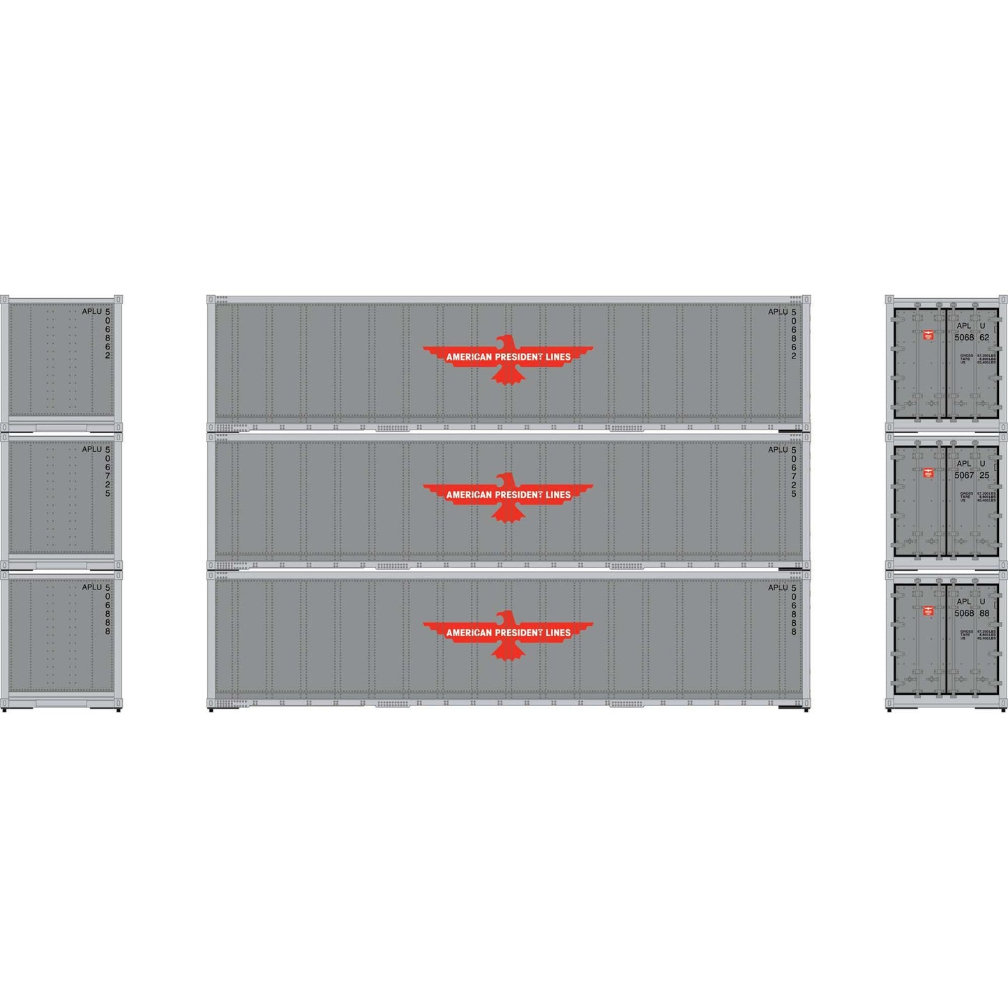 HO 40' Smooth Side Containers APL #1 (3 Pack) (ATH63385)