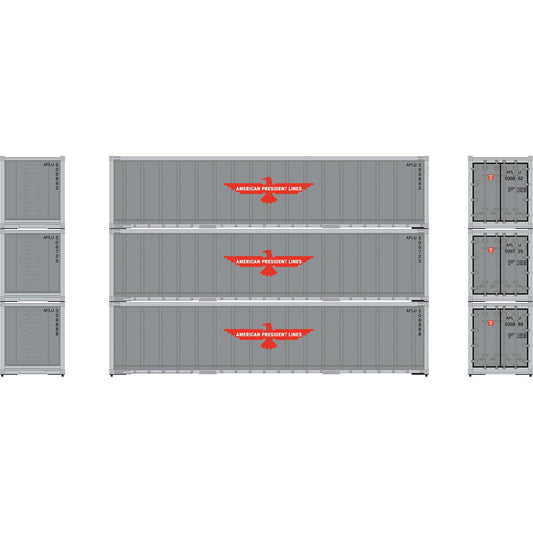 HO 40' Smooth Side Containers APL #1 (3 Pack) (ATH63385)