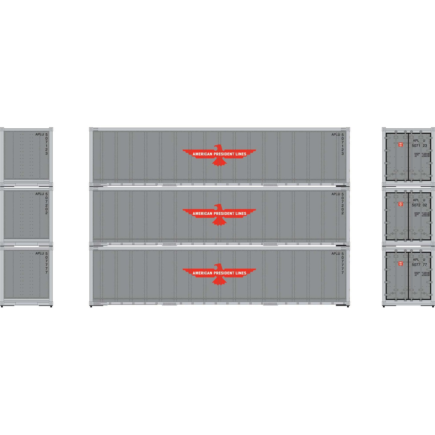 HO 40' Smooth Side Containers APL #2 (3) (ATH63386)