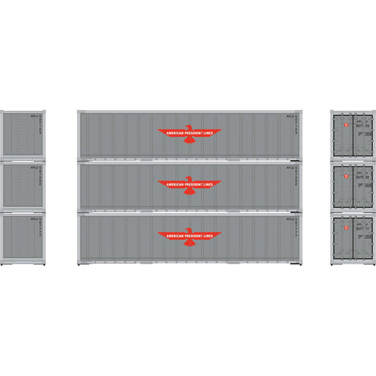 HO 40' Smooth Side Containers APL #2 (3) (ATH63386)