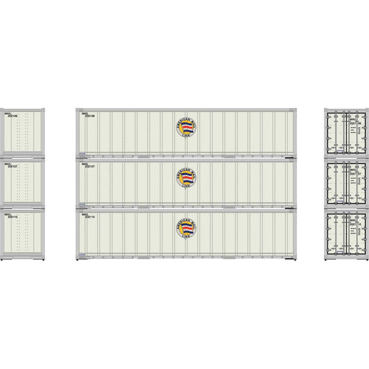 HO 40' Smooth Side Containers AML #1 (3) (ATH63387)