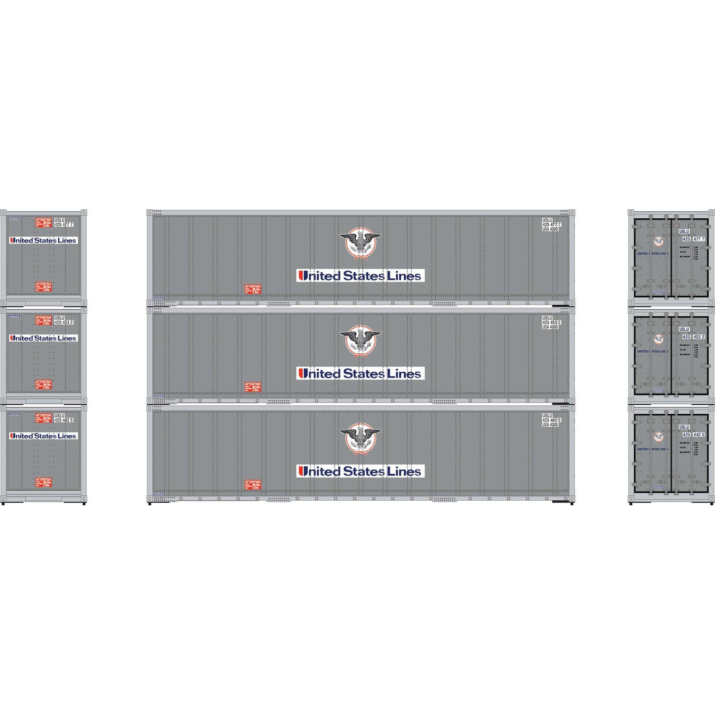 HO 40' Smooth Side Containers USLU #2 (3) (ATH63390)