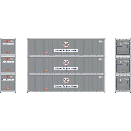 HO 40' Smooth Side Containers USLU #2 (3) (ATH63390)