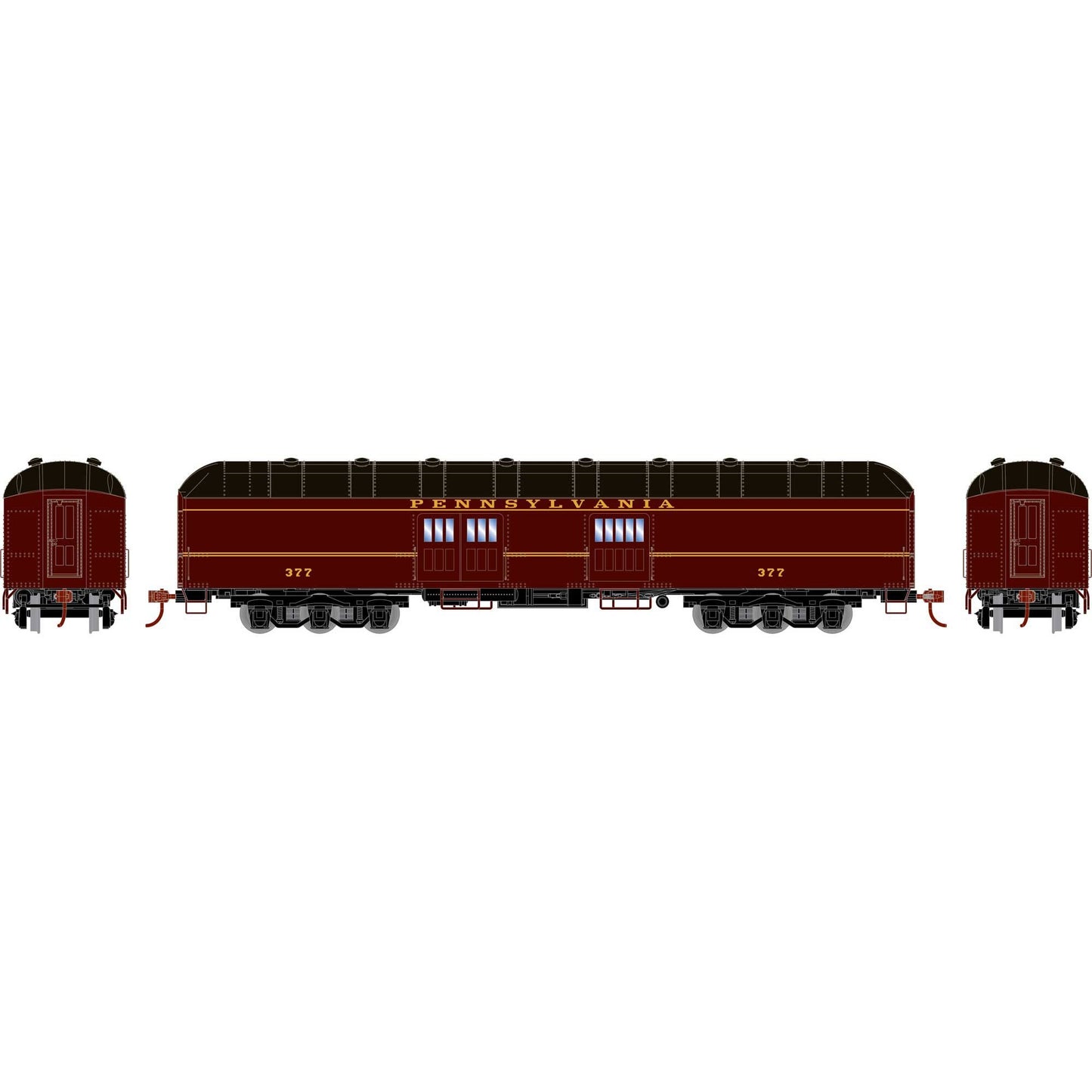 HO RTR Arch Roof Baggage Car PRR #377 (ATH73028)