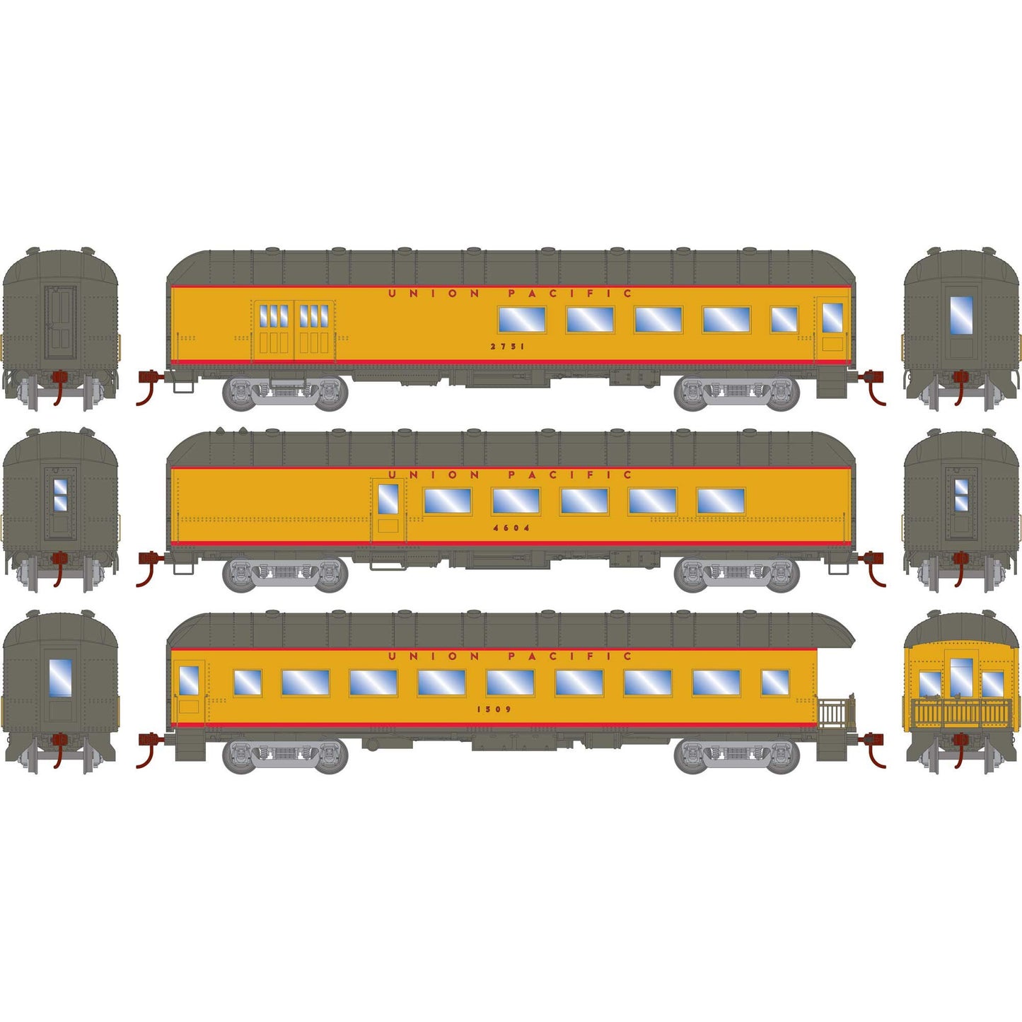 HO RTR Arch Roof Set with Combine, Diner, and Observation Car (ATH73037)
