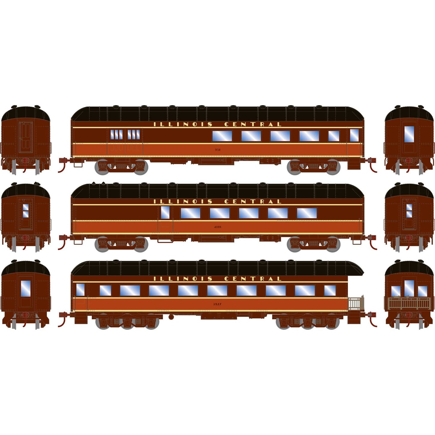 HO RTR Arch Roof Set (Combine, Diner, Observation Car) (ATH73039)
