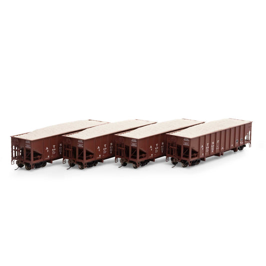 HO 40' Ribbed 3-Bay Ballast Hopper ATSF #2 (4) (ATH7635)