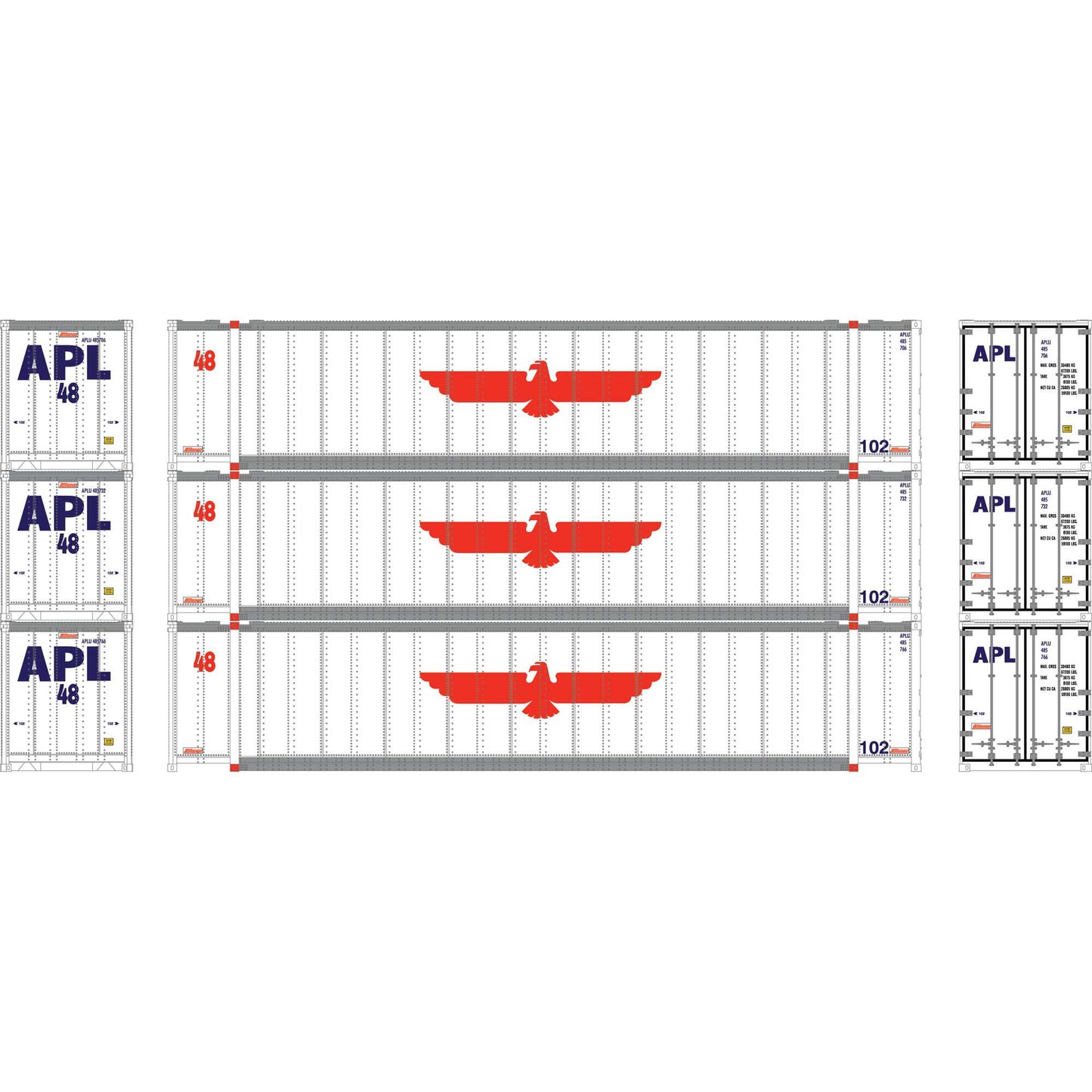 N 48' Containers APLU #485711, 485732, and 485766 (ATH7685)