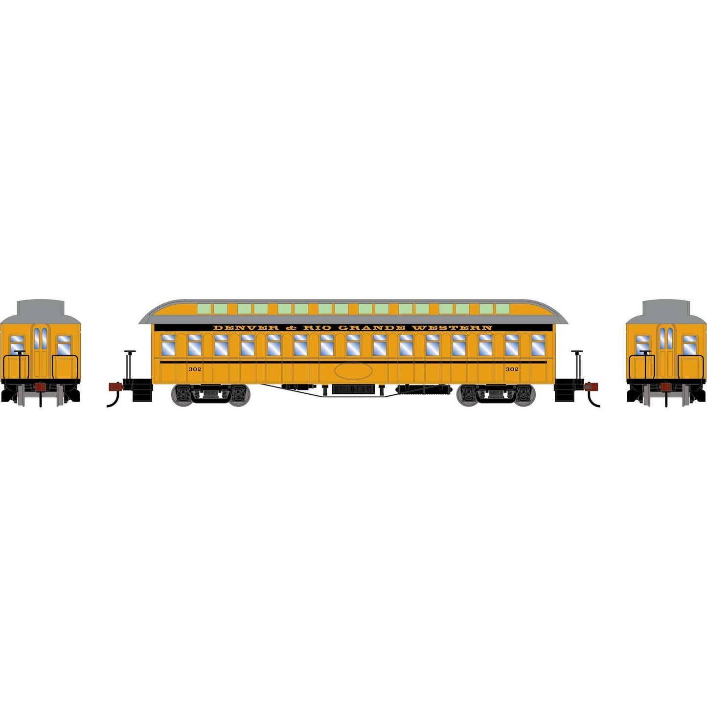 HO 50' Old Time Overland Coach D&RGW #302 Plastic Model Train Car (ATH84843)