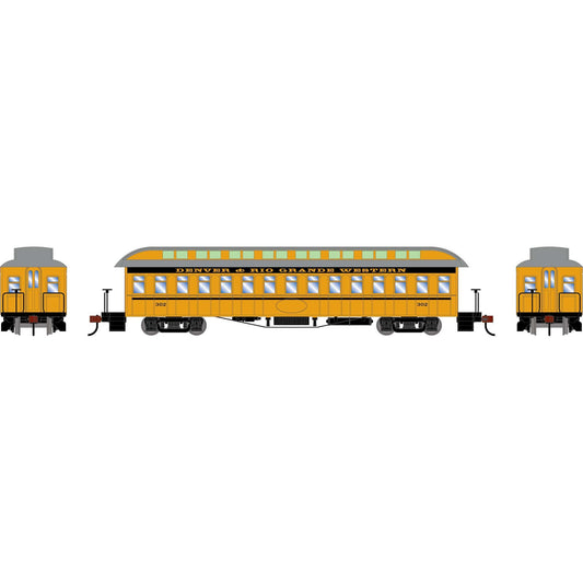HO 50' Old Time Overland Coach D&RGW #302 Plastic Model Train Car (ATH84843)