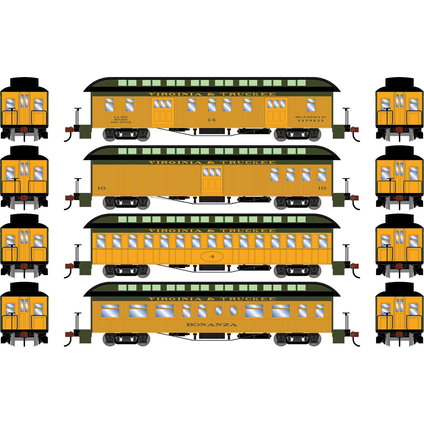 HO 50' Old Time Overland Passenger Set, V&T #1 (ATH84865)