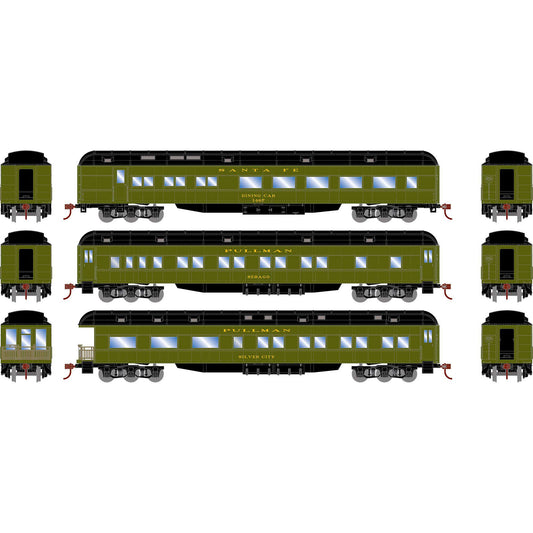 HO Heavyweight Diner, Coach, and Observation Set ATSF #1 (ATH88232)