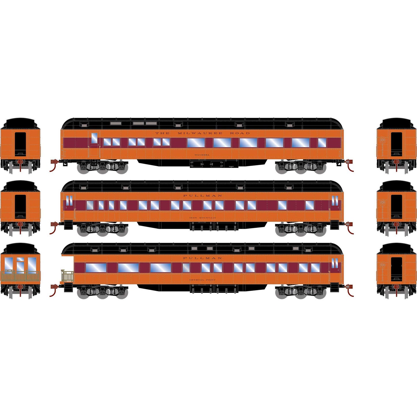 HO Heavyweight Diner, Coach, and Observation Set MILW #1 (ATH88233)